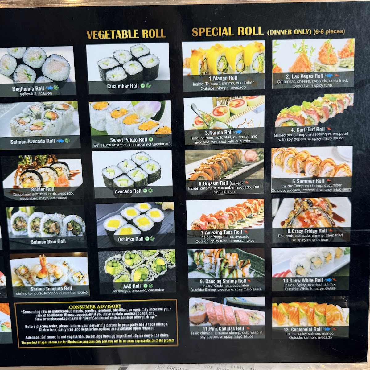 Mito sushi menu board