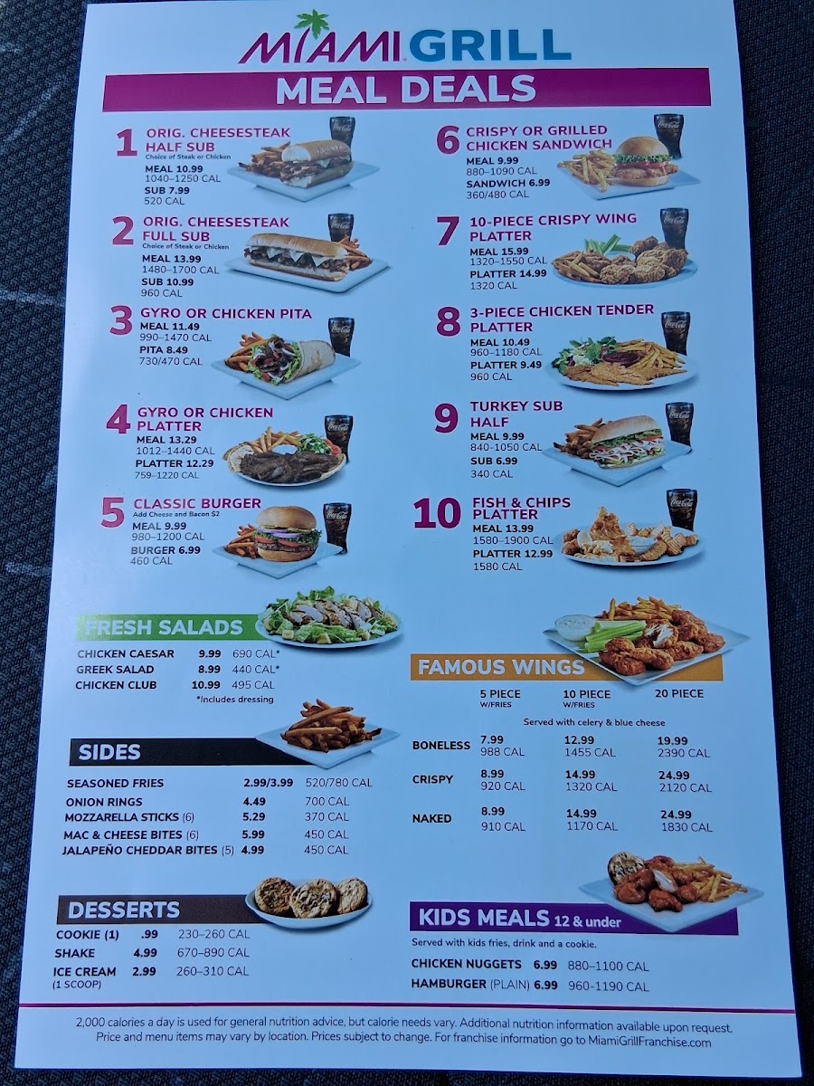 Miami Grill menu board