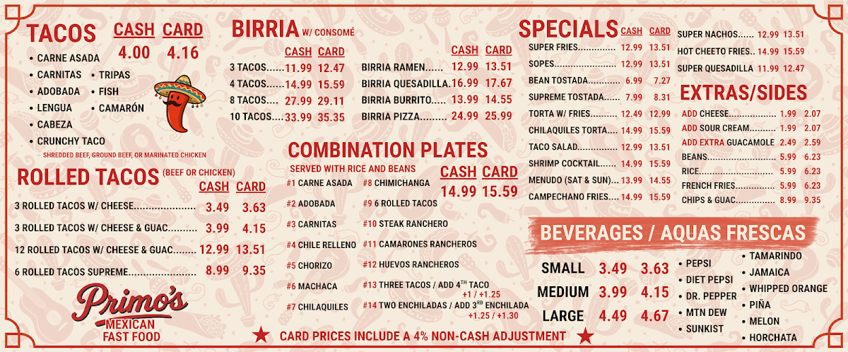Los Jilbertos menu board
