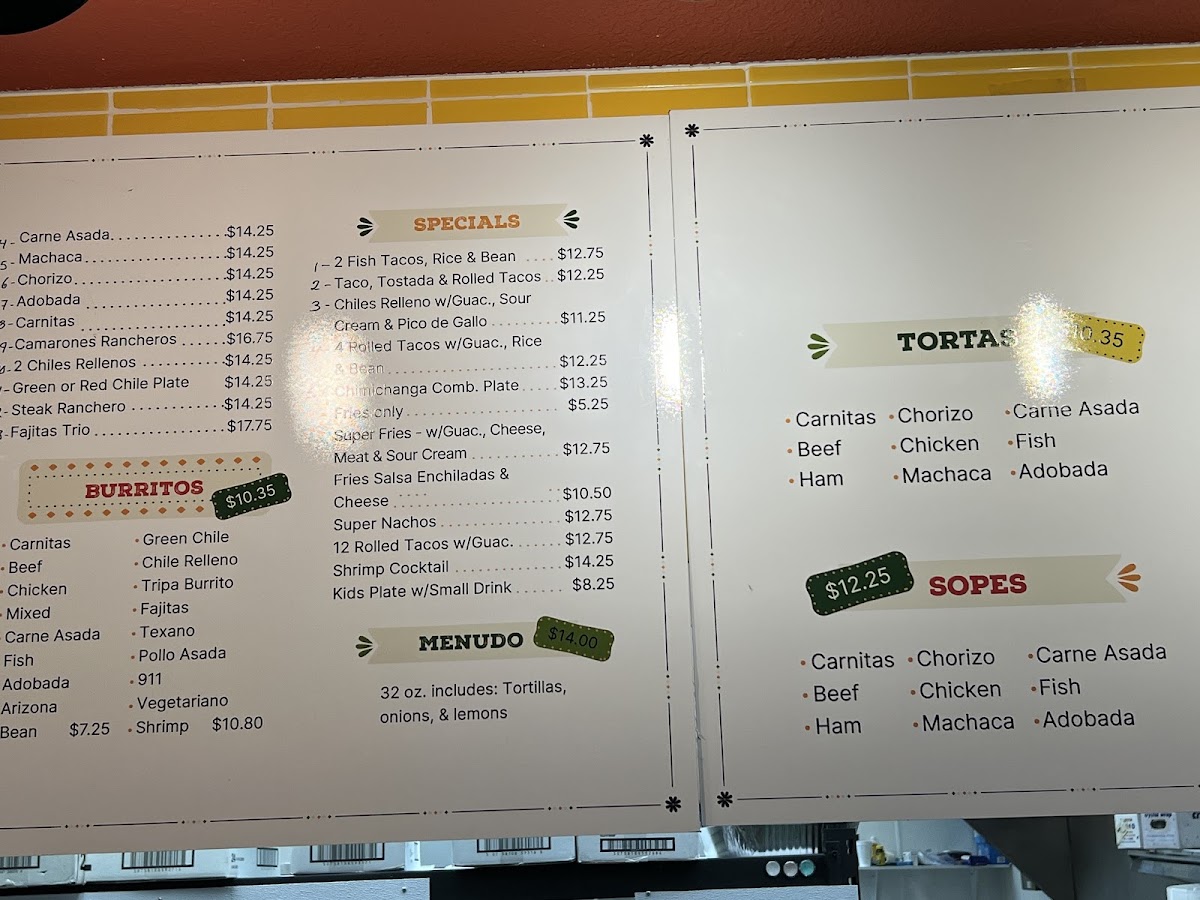 Los Jilbertos menu board