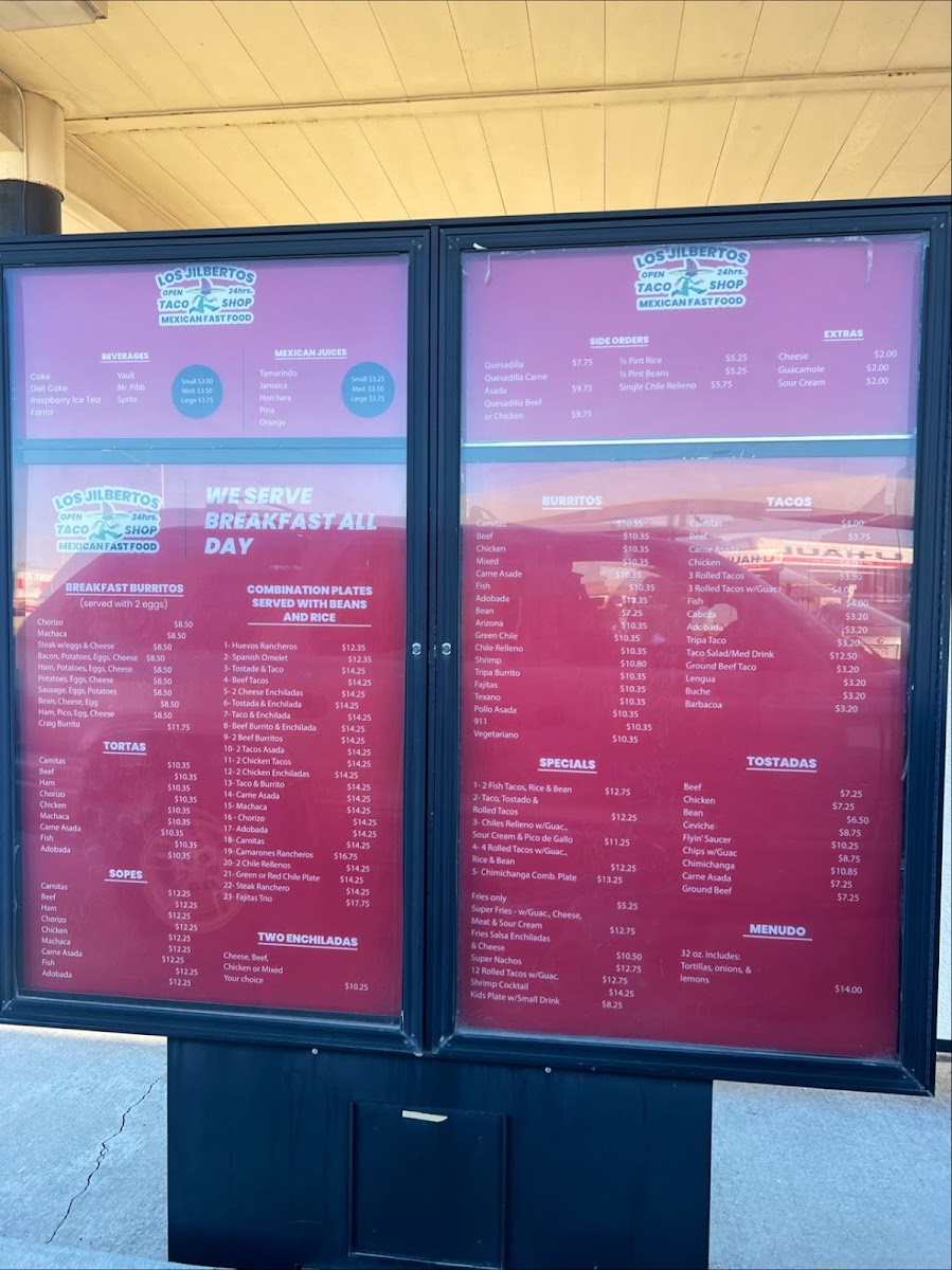 Los Jilbertos menu board