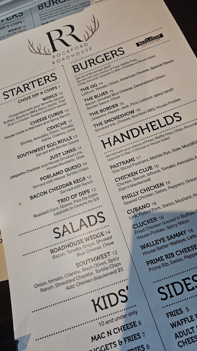 Rockford Roadhouse menu board