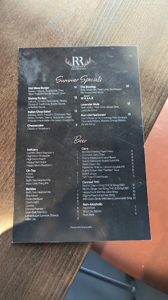 Rockford Roadhouse menu board