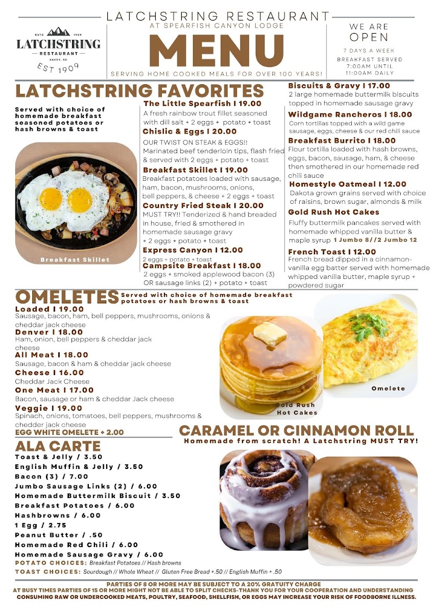 Latchstring Restaurant menu board