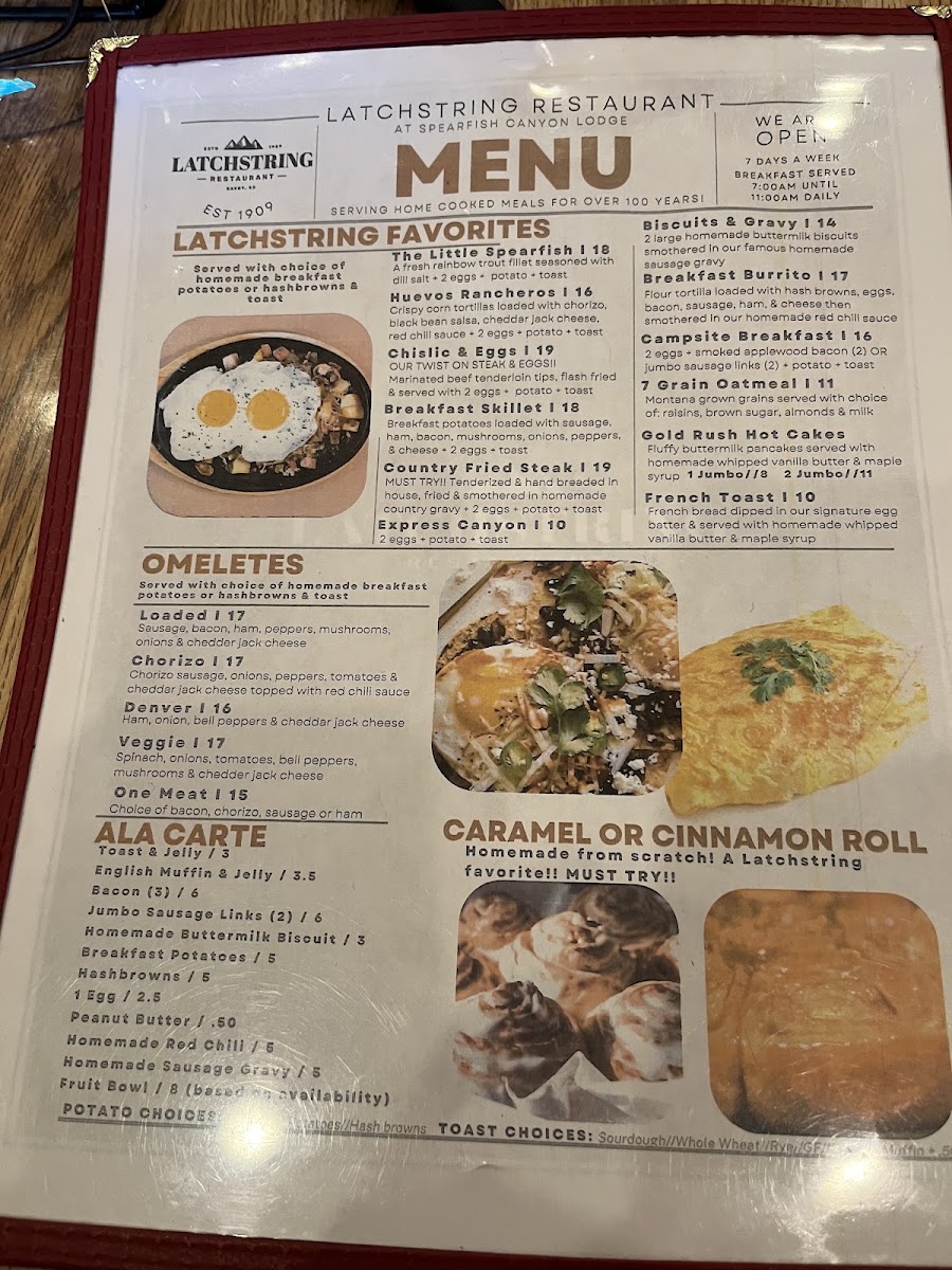 Latchstring Restaurant menu board