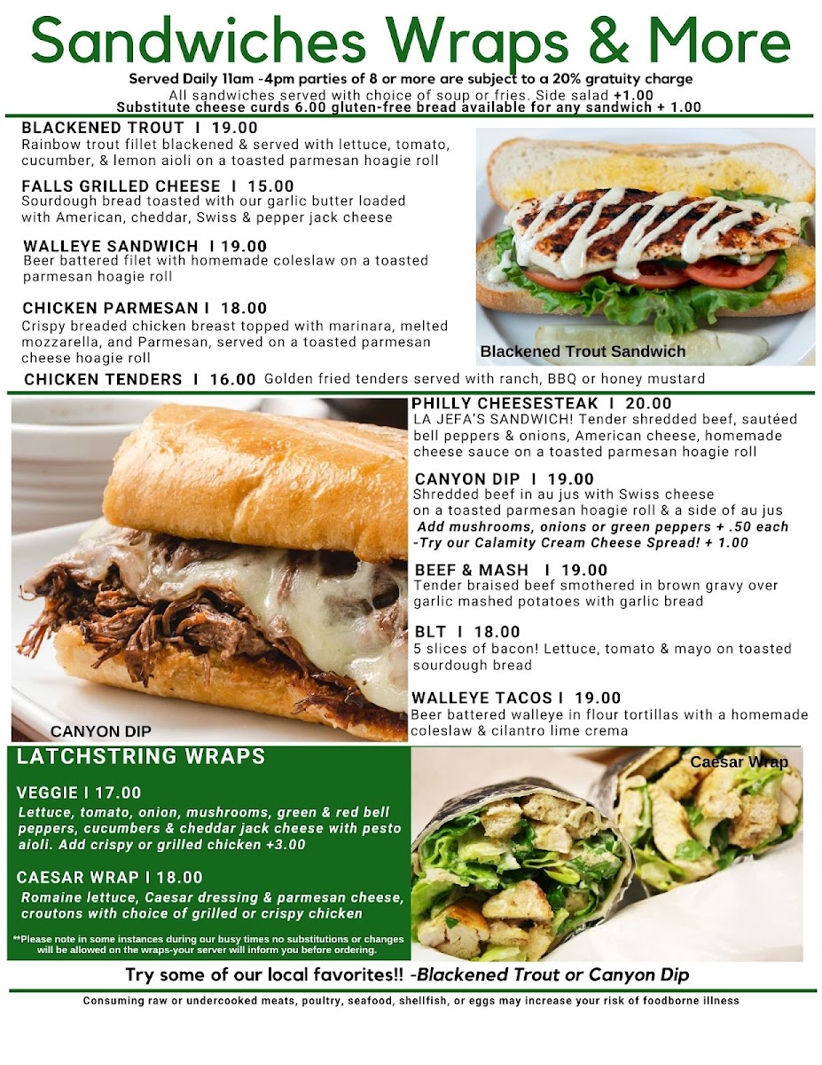 Latchstring Restaurant menu board