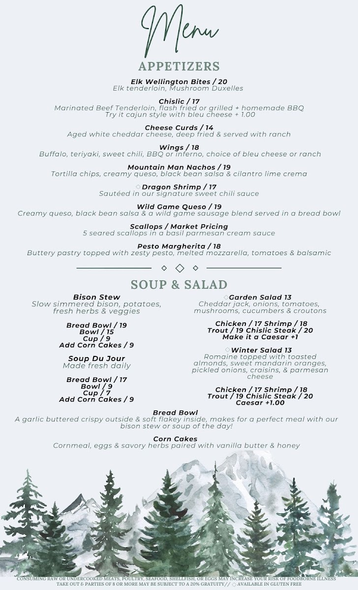 Latchstring Restaurant menu board