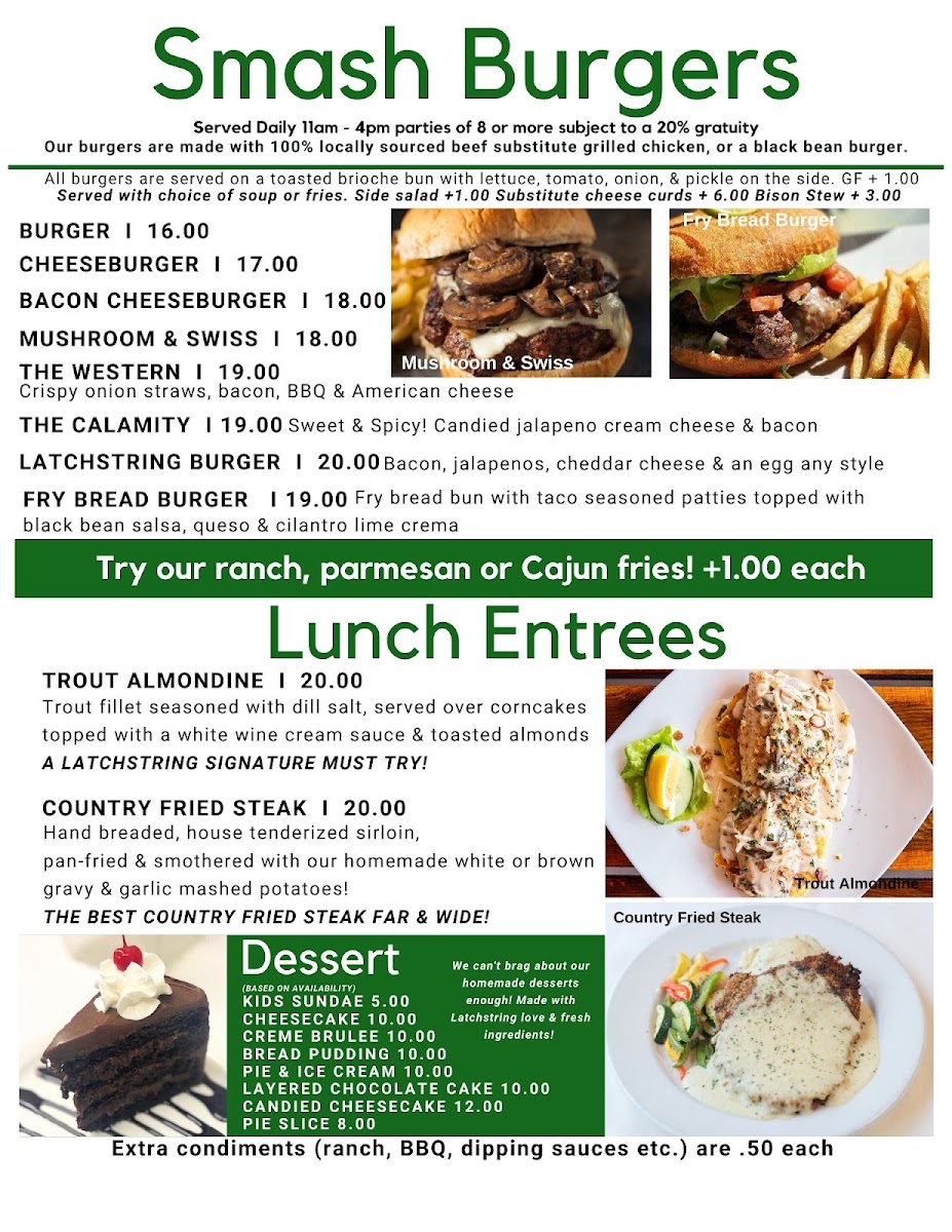 Latchstring Restaurant menu board