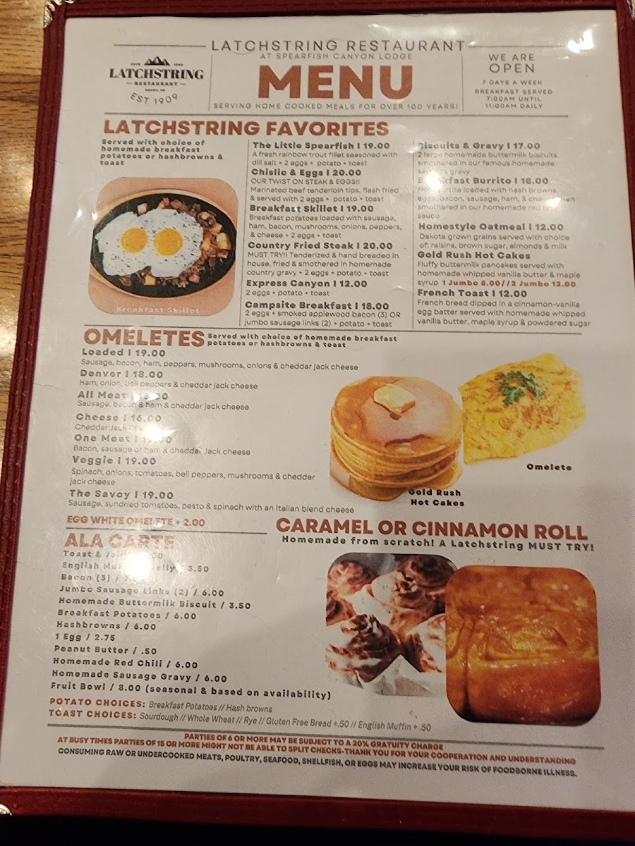Latchstring Restaurant menu board