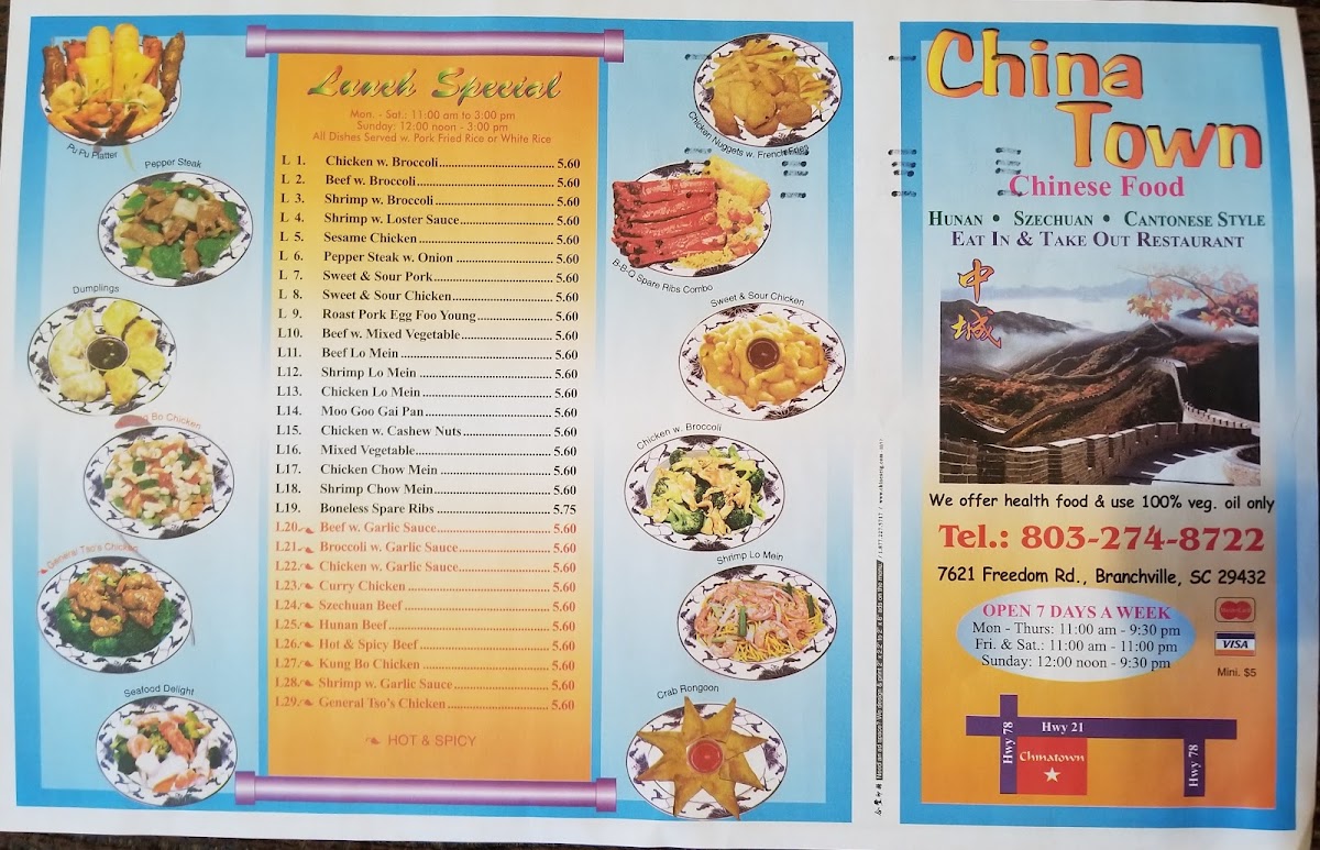 China Town | Chinese Food menu board