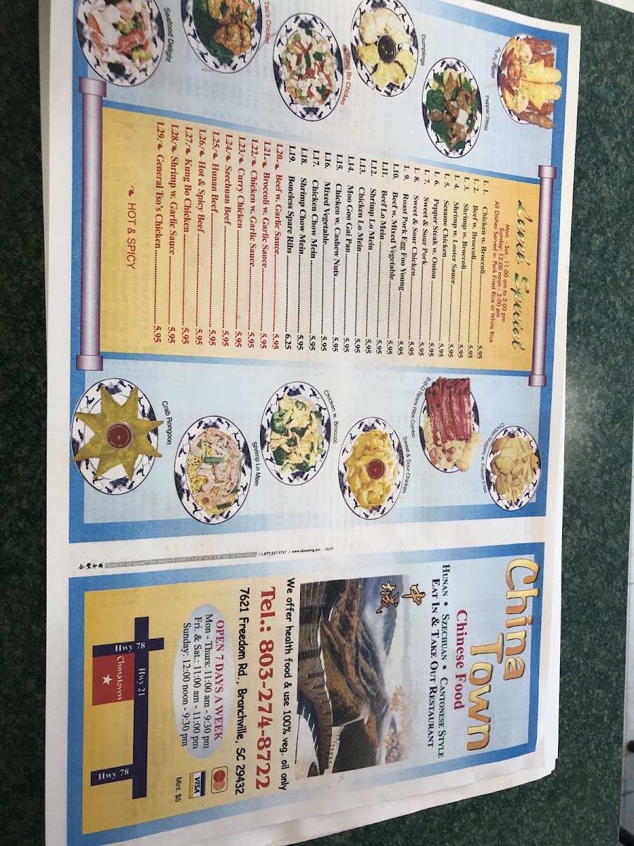 China Town | Chinese Food menu board