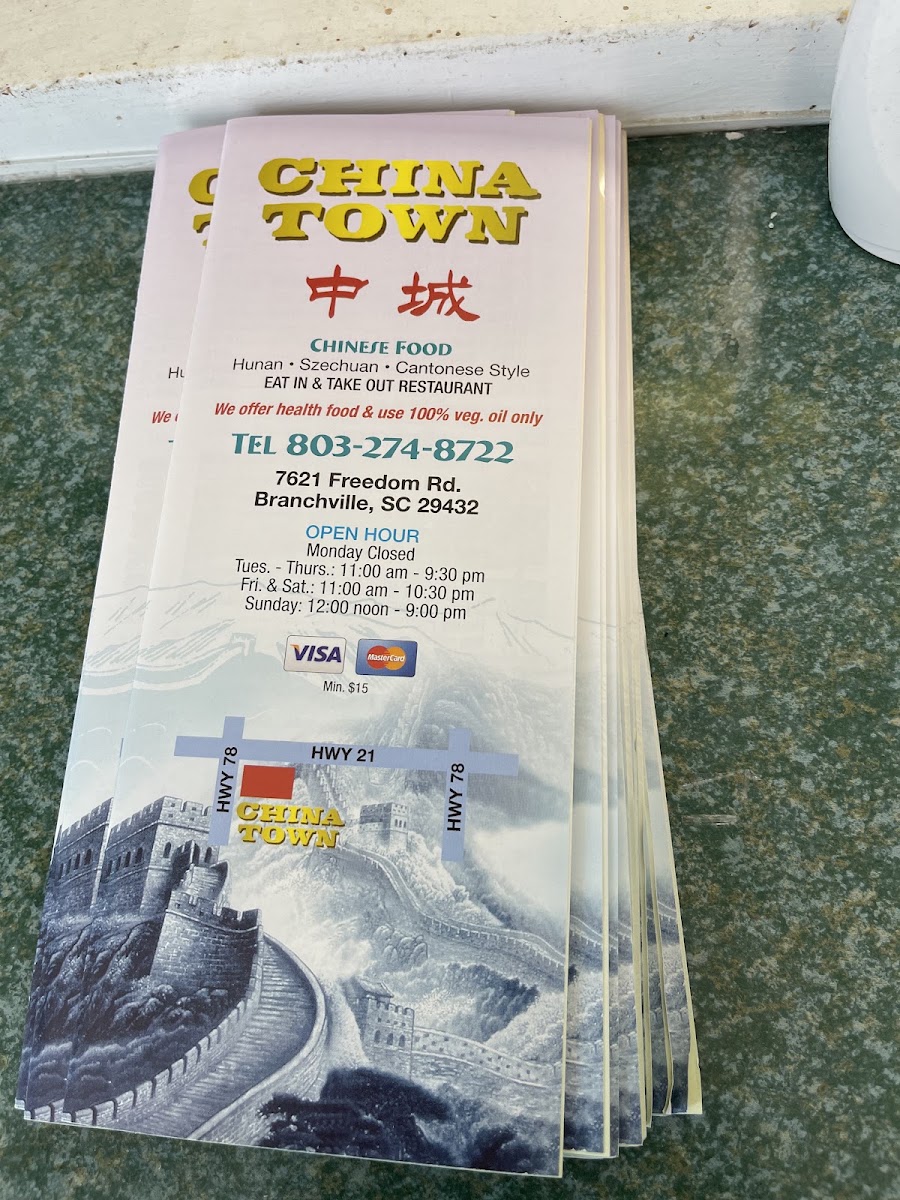 China Town | Chinese Food menu board