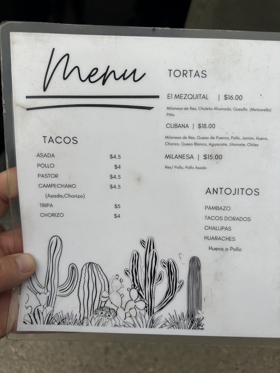 El mezquital Mexican food truck menu board