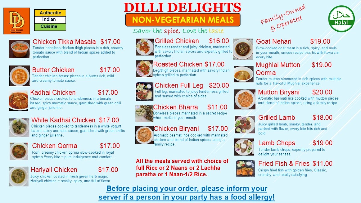 Dilli-Delights menu board