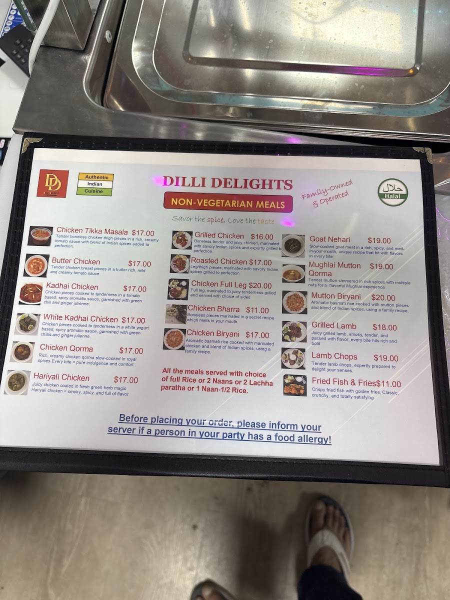 Dilli-Delights menu board