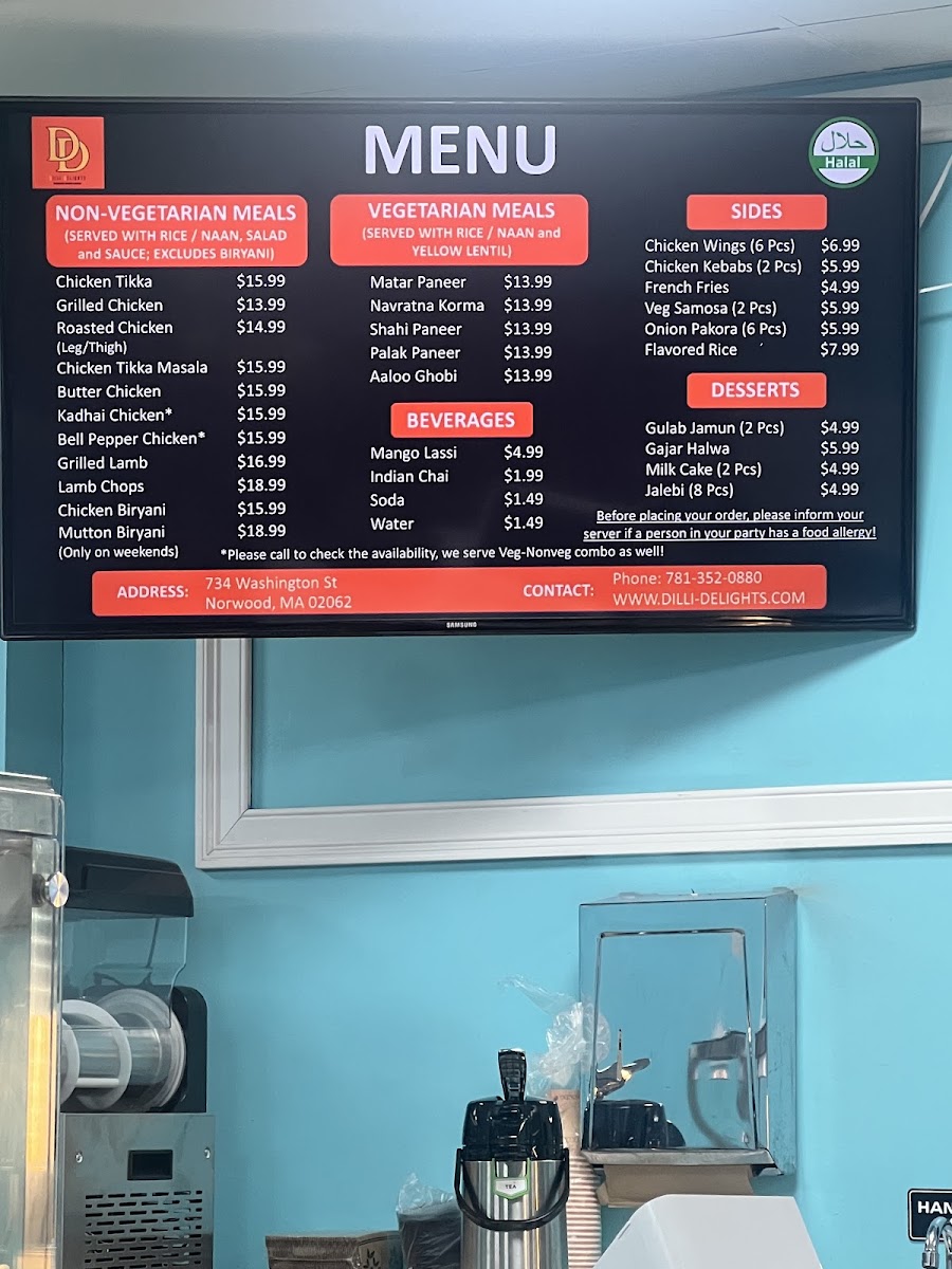 Dilli-Delights menu board