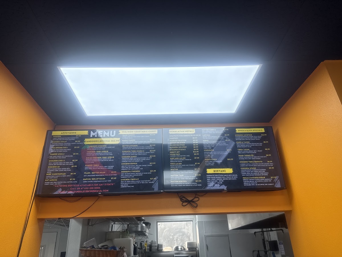 Spice & Slice Bazaar menu board
