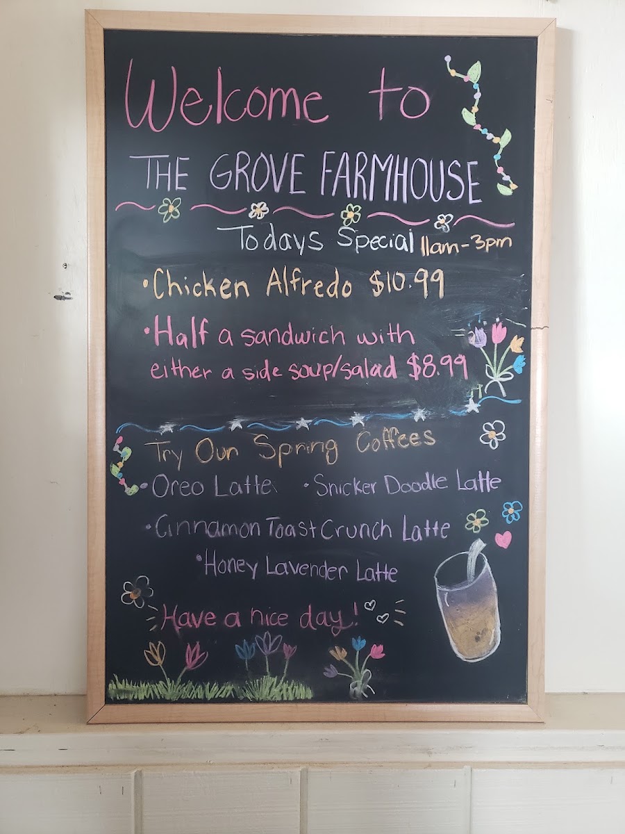 The Grove FarmHouse menu board