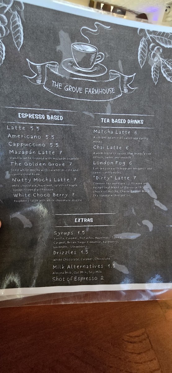 The Grove FarmHouse menu board