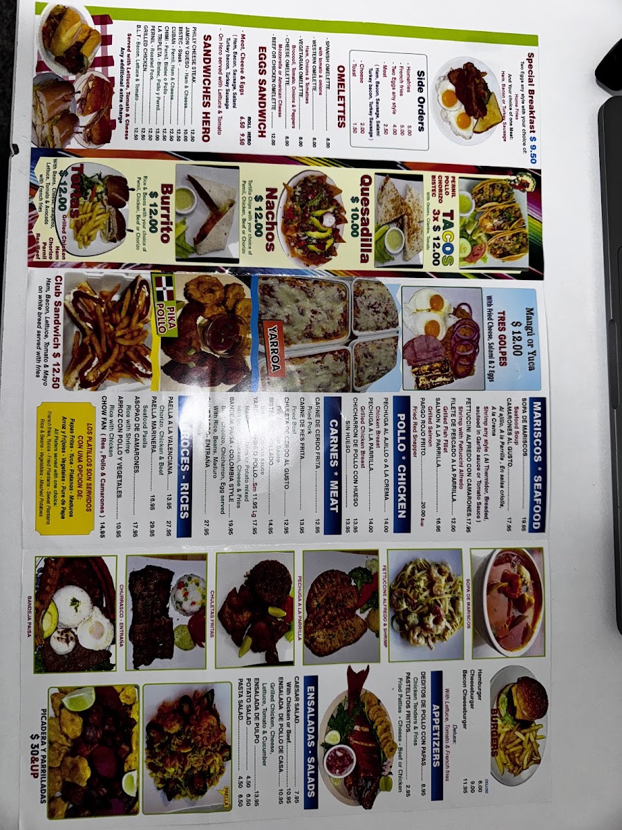 Tablazo el Chef Restaurant | Comida Hispana menu board