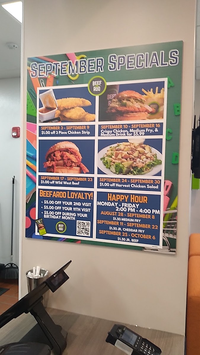 Beef-a-Roo menu board