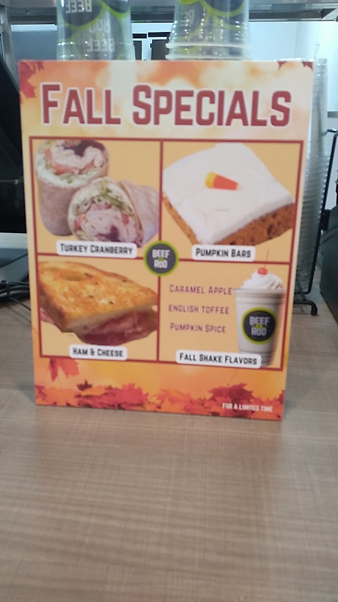 Beef-a-Roo menu board