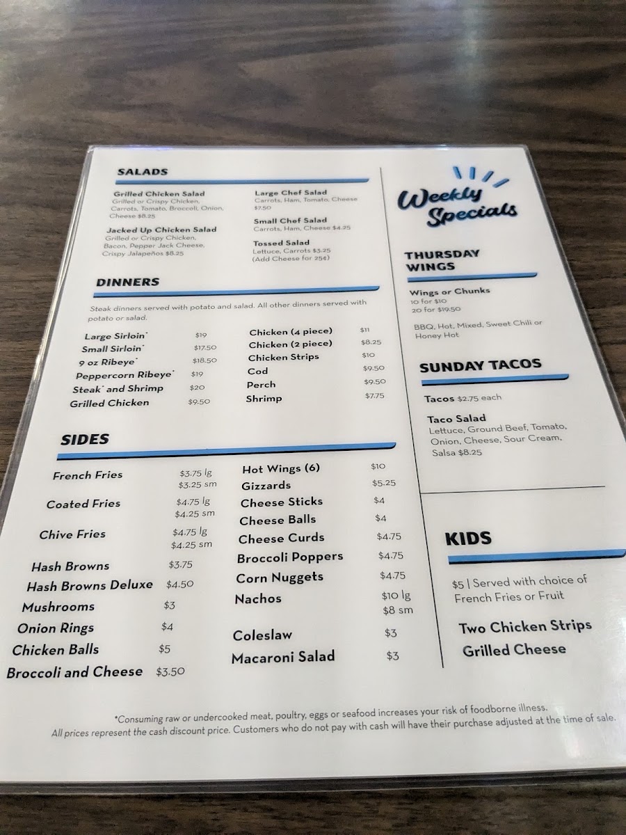 Mack & Rita's menu board
