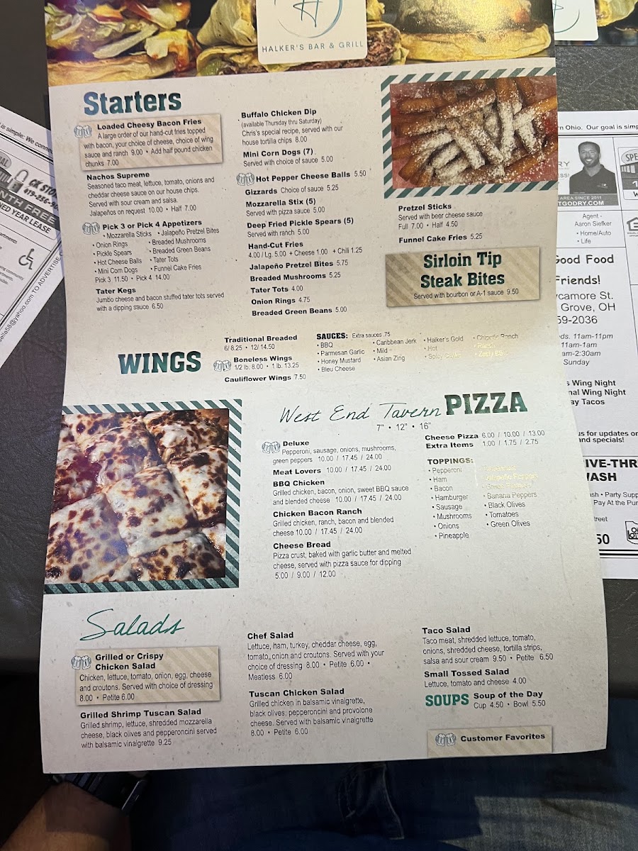Halker’s Bar & Grill menu board