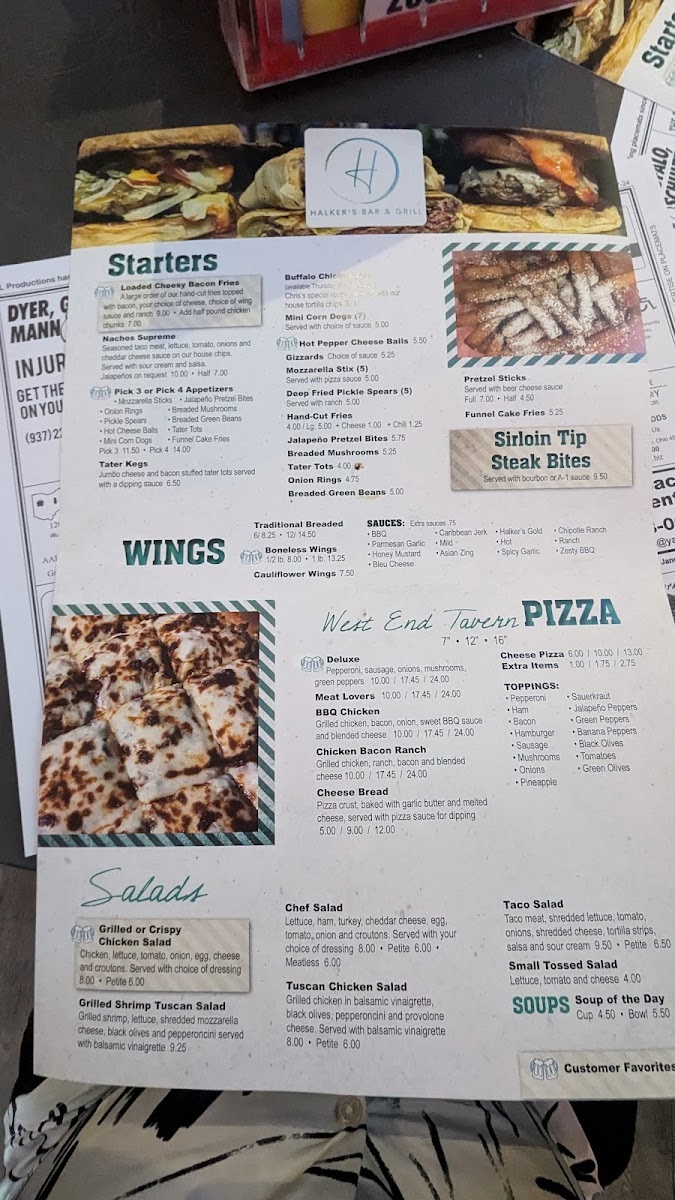 Halker’s Bar & Grill menu board