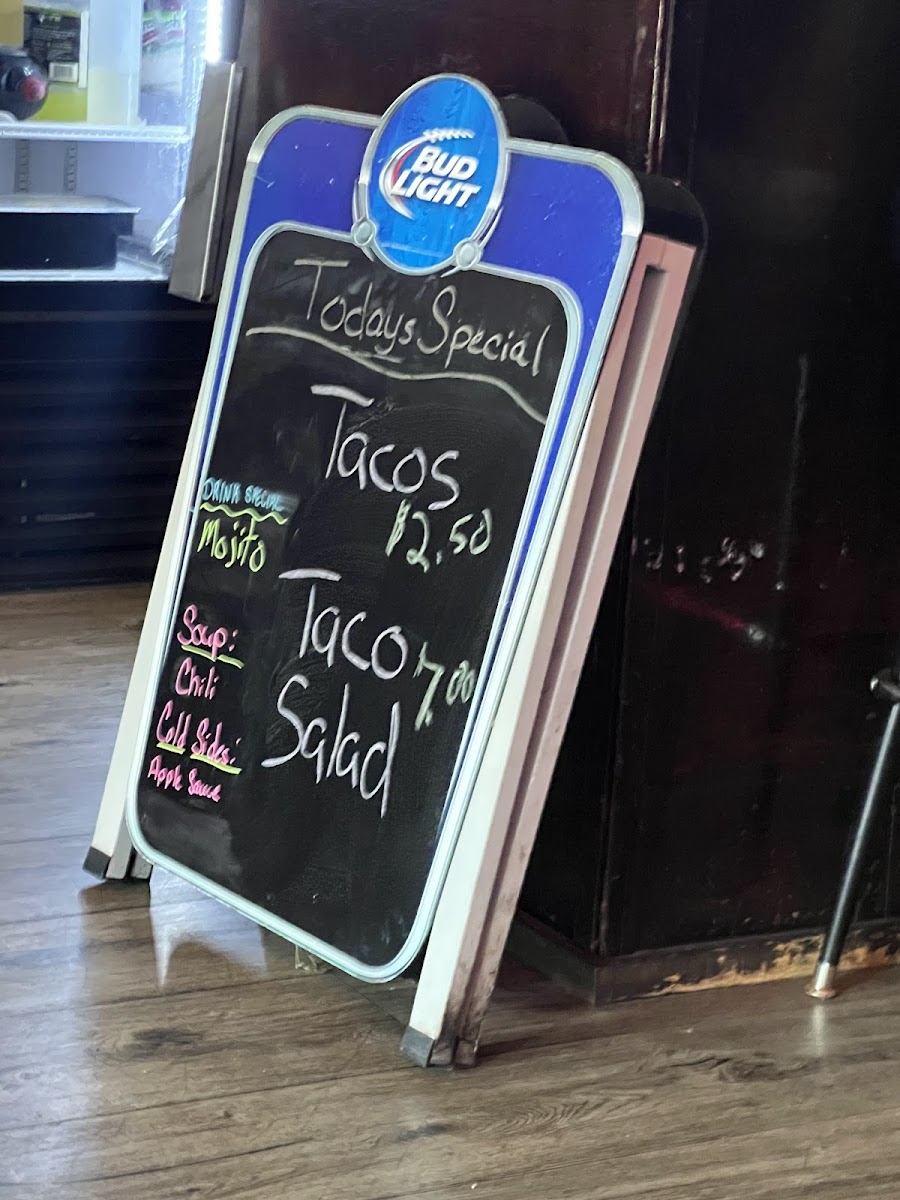 Halker’s Bar & Grill menu board