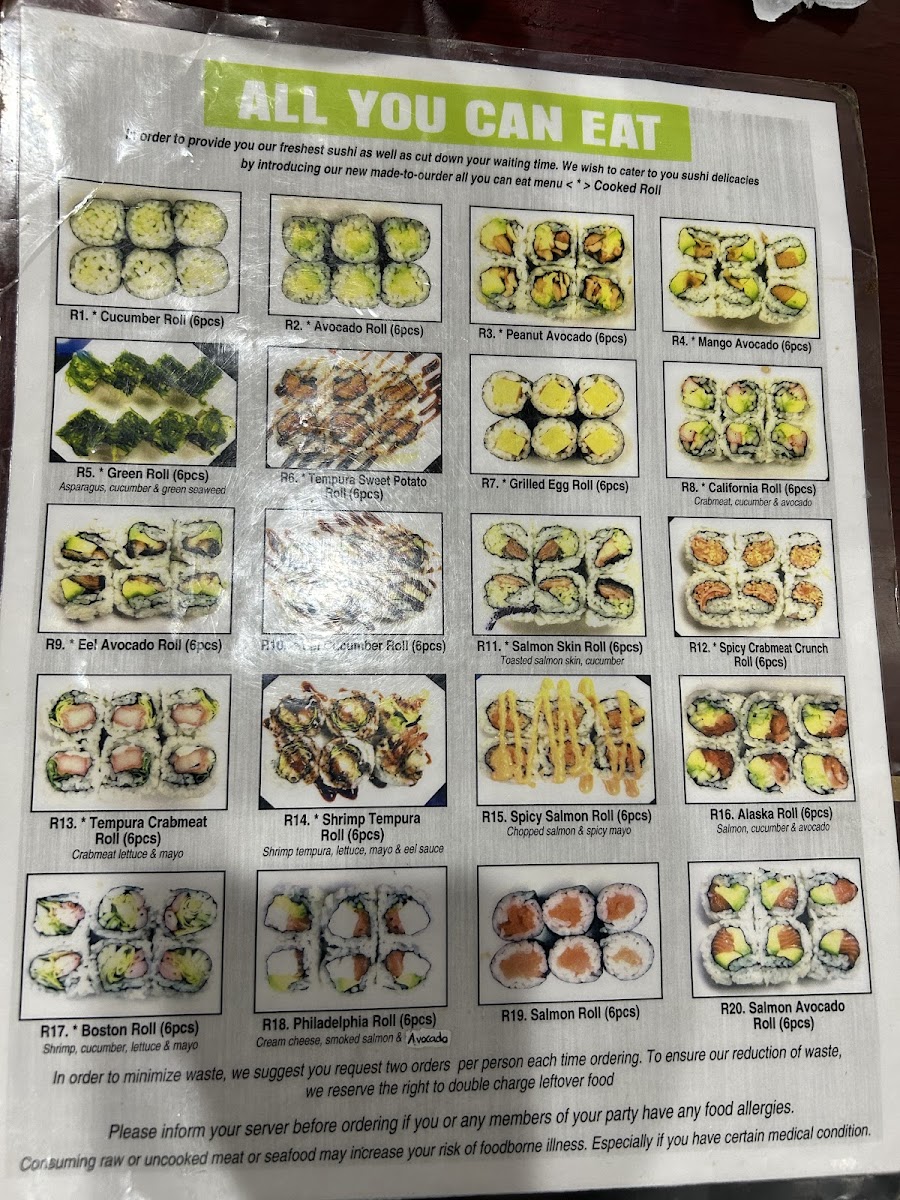 Asian Buffet menu board