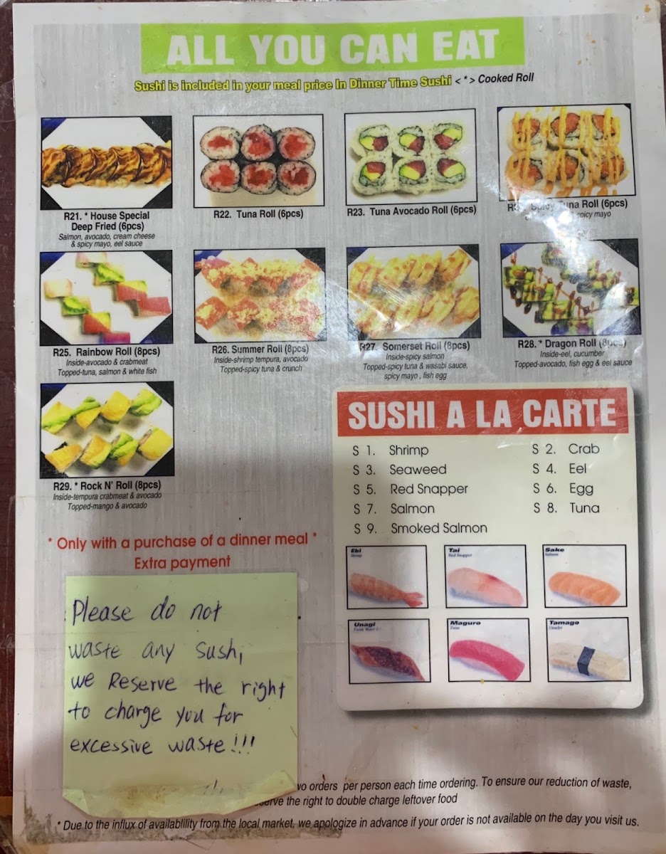 Asian Buffet menu board