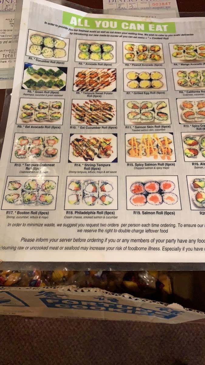 Asian Buffet menu board