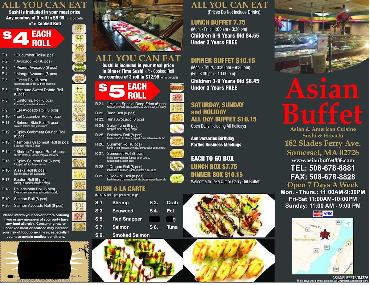 Asian Buffet menu board