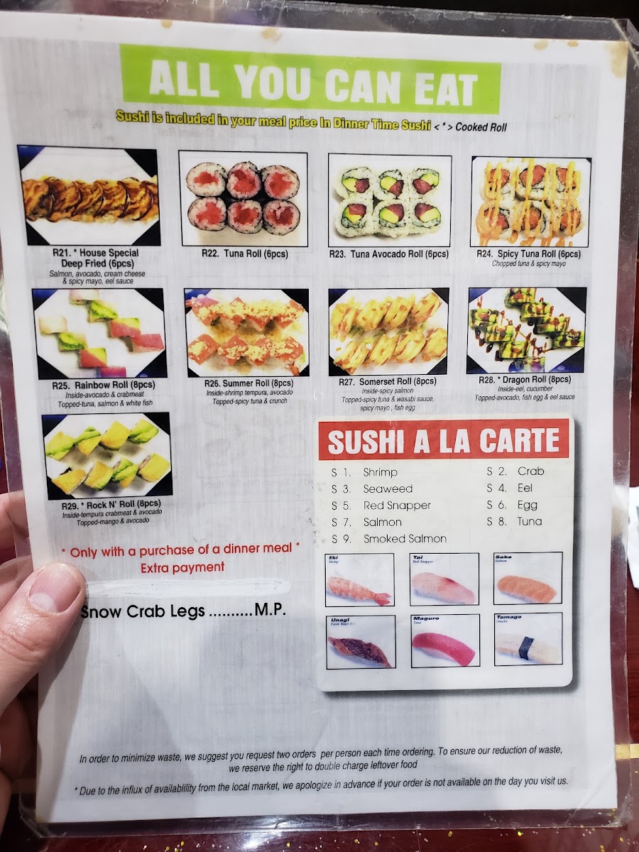 Asian Buffet menu board