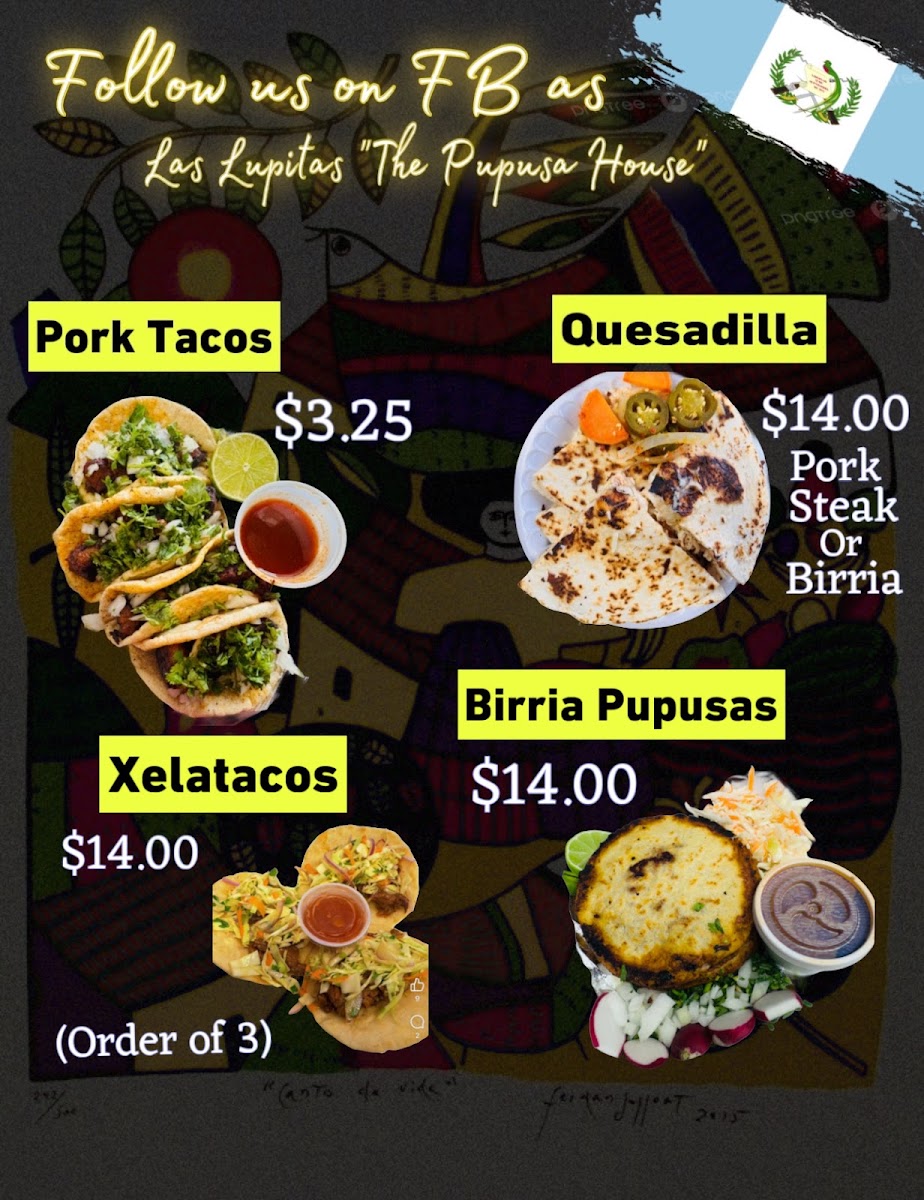 Las Lupitas The Pupusa House menu board