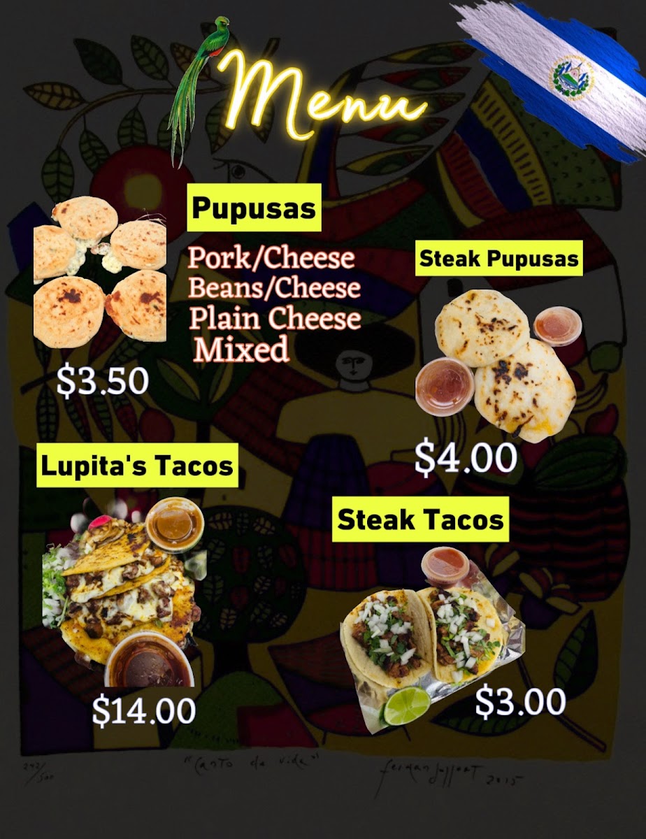 Las Lupitas The Pupusa House menu board