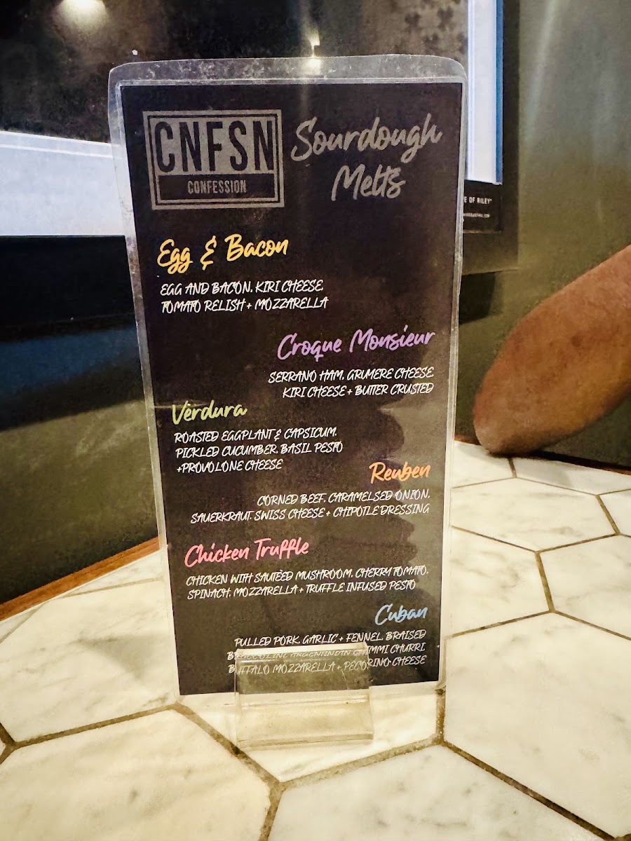 Confession menu board