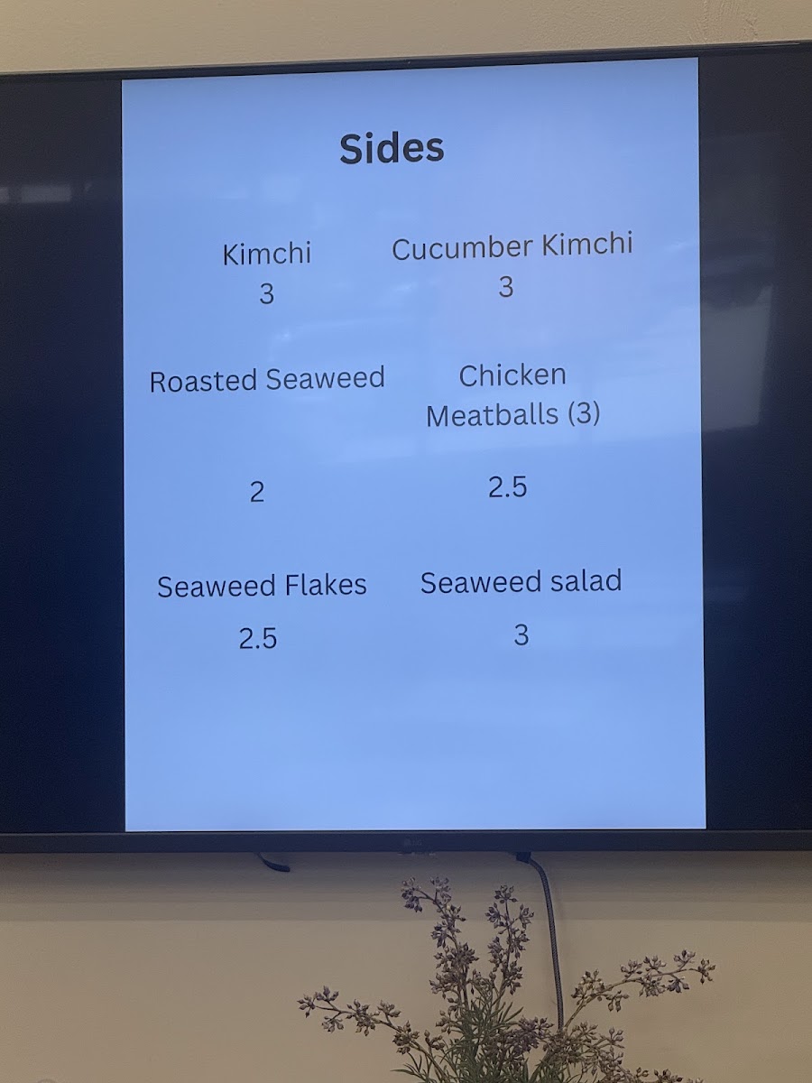 Sunny's Happy Bowl menu board