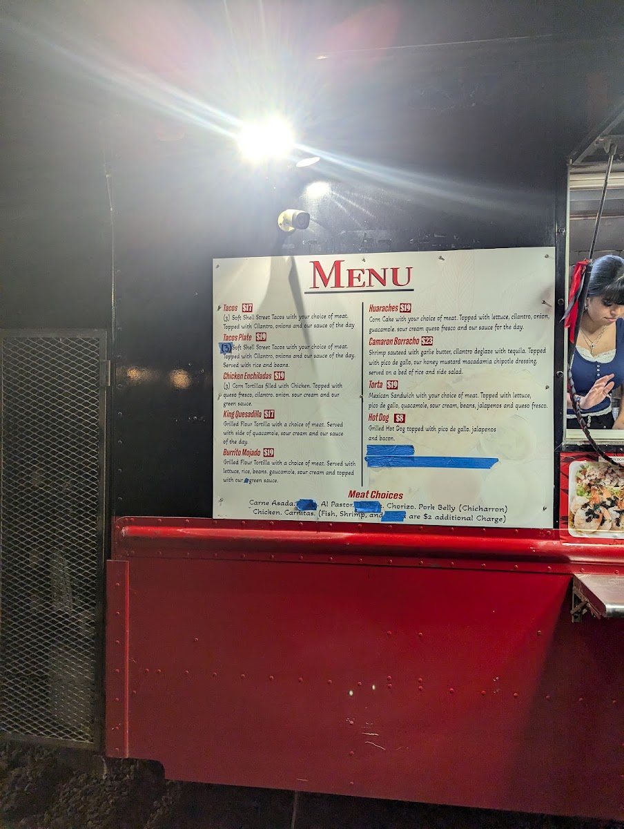 El Taco Borracho menu board