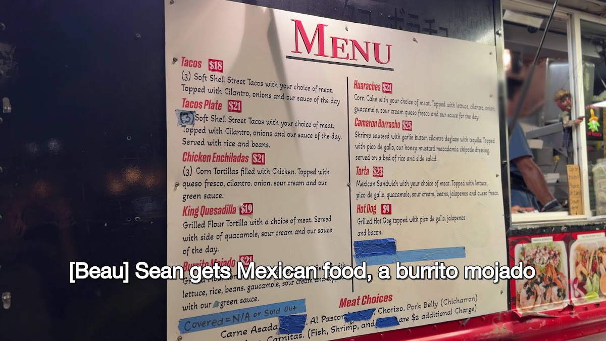 El Taco Borracho menu board
