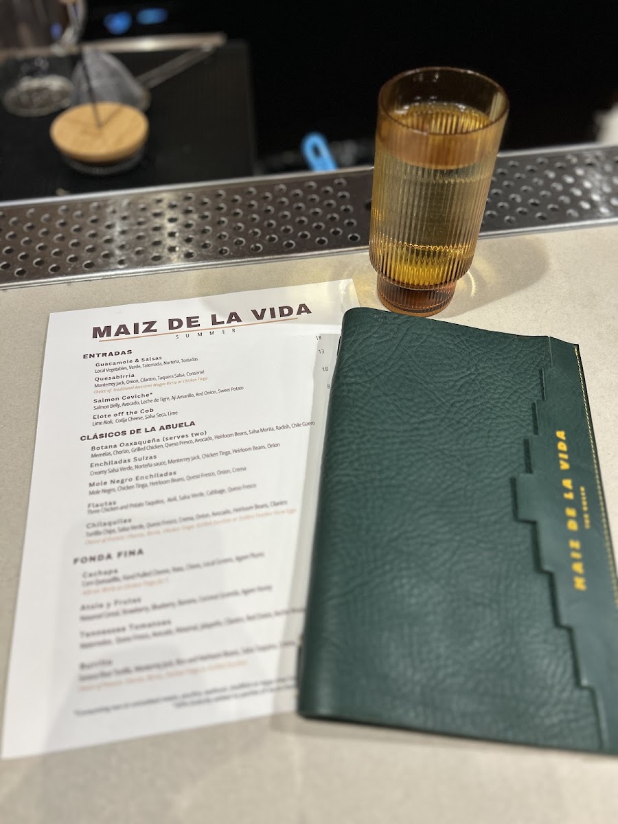 Maiz De La Vida Restaurant menu board