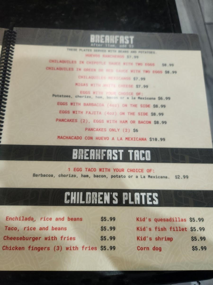 Alma Latina menu board