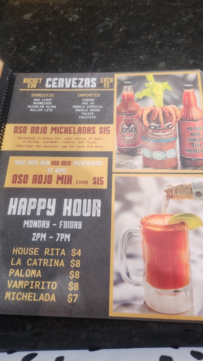 Alma Latina menu board