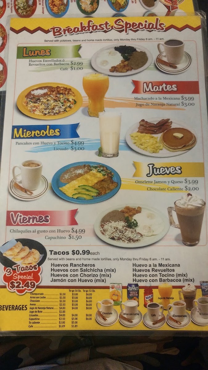 Alma Latina menu board