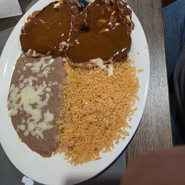 Mole Chicken with Rice and Beans