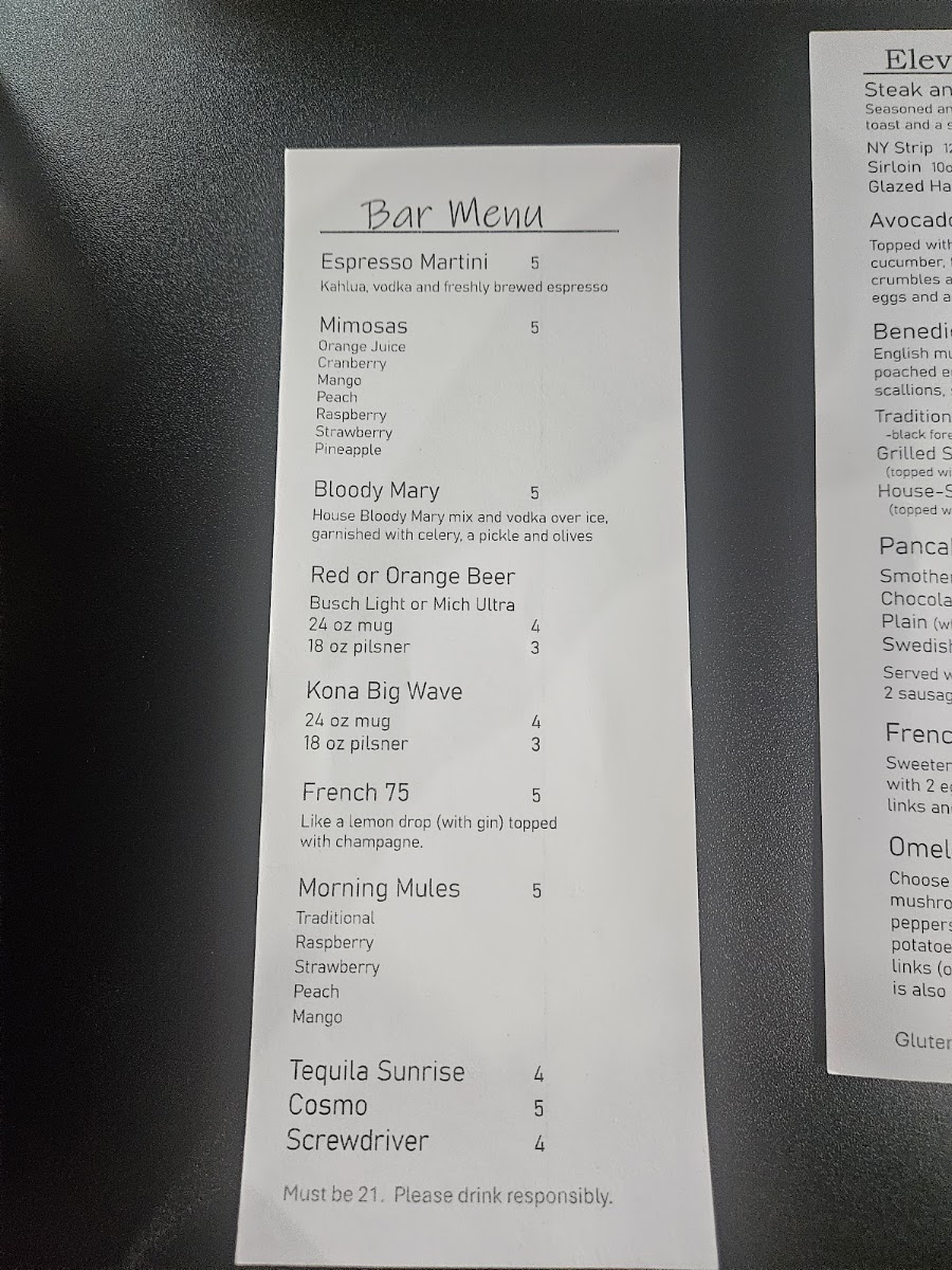 Elevated Catering menu board