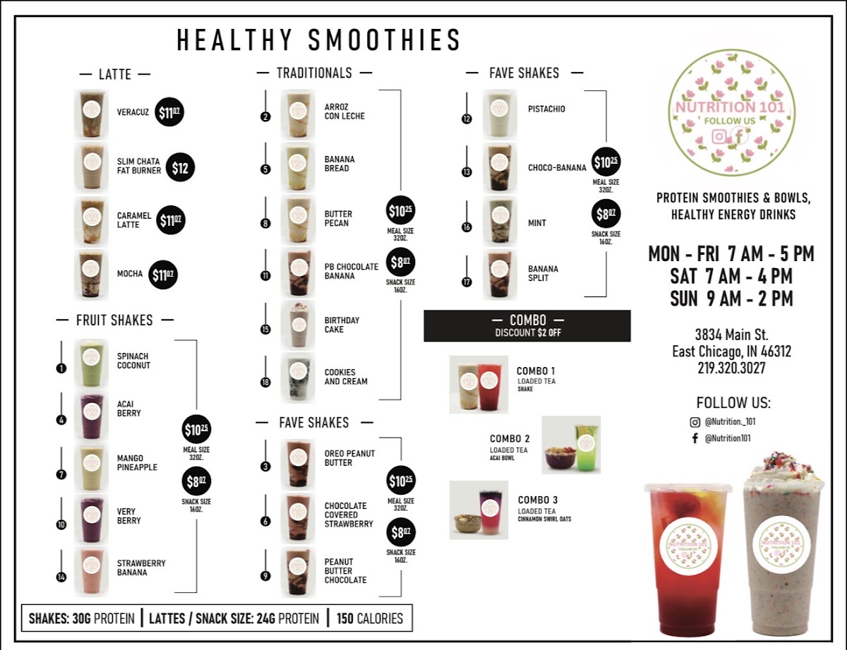 Nutrition 101 menu board