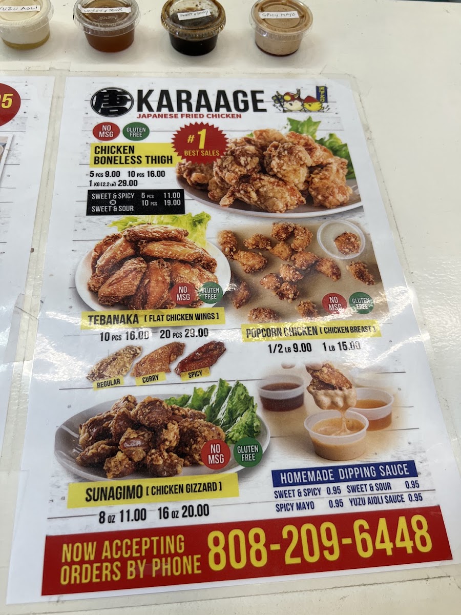 Tenkatori Kona menu board