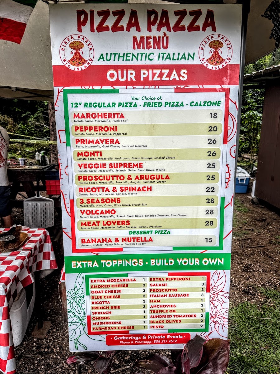 Pizza Pazza menu board